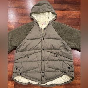 Pilcro Anthropologie Puffer Teddy Sherpa Jacket Coat Green Women’s Size XL